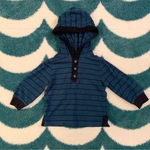 Gymboree Striped Henley Hoodie (Blue/Navy) Size 12-18 months